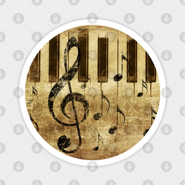 Music notes and piano keys Magnet by AnnArtshock