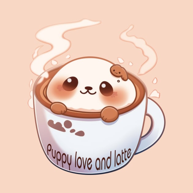 Cute Puppy love and latte for dog lovers by Polyshirt