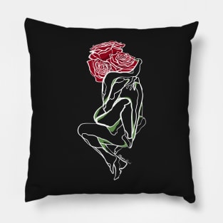 Single Line - Bouquet (White) Pillow