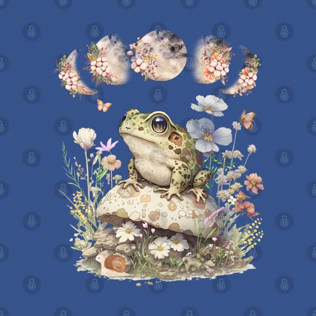 Cute Cottagecore Frog Mushroom Floral Moon Vintage by Hypnotic Highs