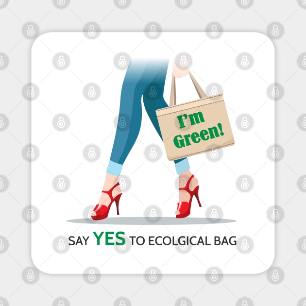 Woman Legs and Ecological Shopping Bag Magnet by devaleta