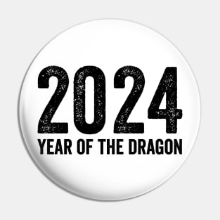 Chinese Lunar Year Of The Dragon 2024 - Text Style Black Font Pin