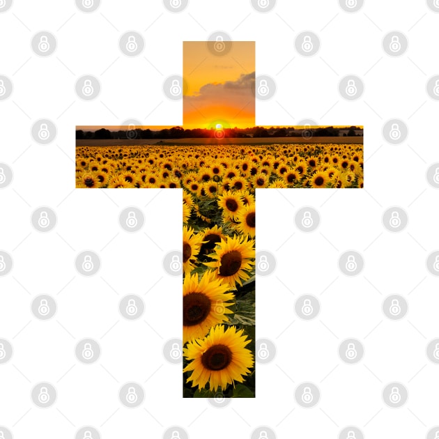 Sunflower Field Sunset Cross by Move Mtns