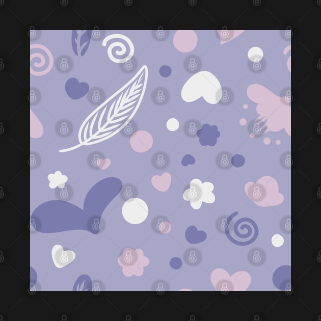 Blue Feather Heart Random Cute Pattern by mil.creates