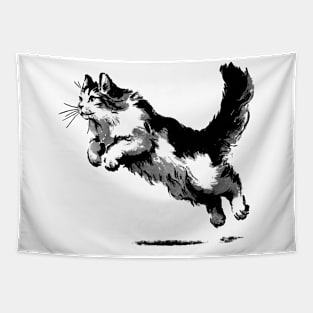 Pouncing cat Tapestry