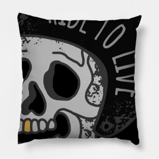 RIDE TO LIVE SKULL MOTORBIKE Pillow