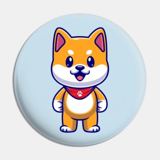 Cute Shiba Inu Standing Cartoon Pin