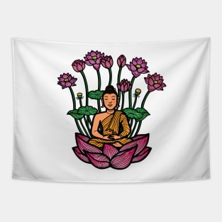 Gautama Buddha sitting meditation lotus pose Tapestry