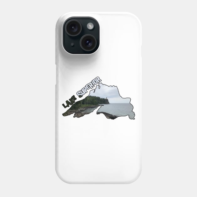 Lake Superior Outline (Split Rock Lighthouse) Phone Case by gorff