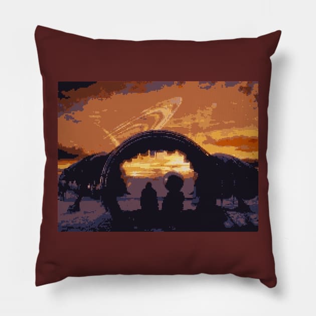 8-Bit Hitchhikers Pillow by Calev44