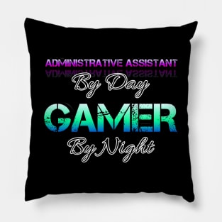 Administrative Assistant Gamer - Graphic Typographic Text Saying Pillow