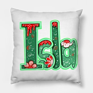 Isla girls first name in green Personalized personalised customised name Isla Pillow