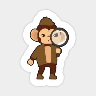 Monkey as Detective with Magnifying glass Magnet