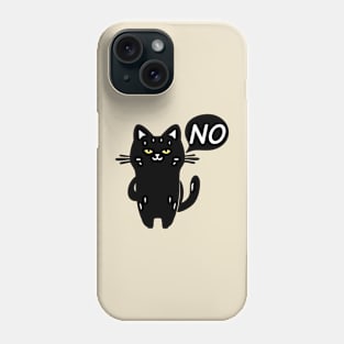 Black cat says no Phone Case