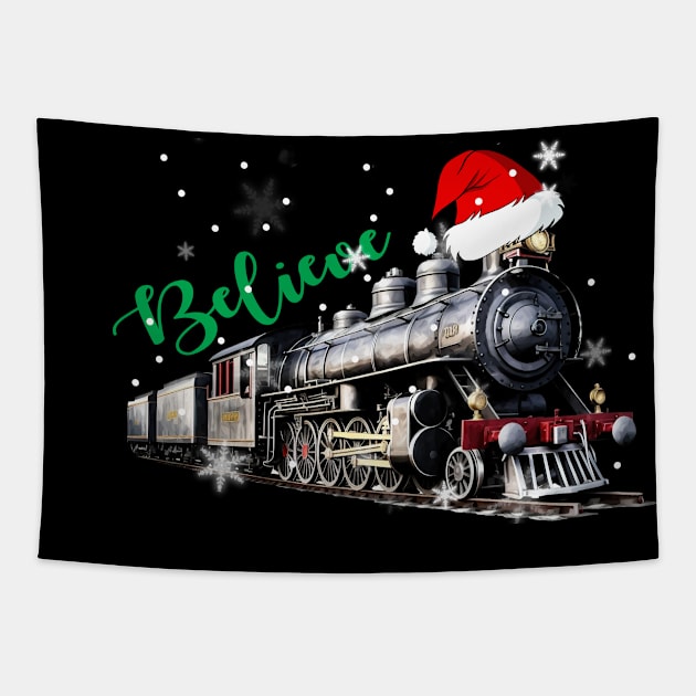 Christmas North Pole Polar Express All Abroad Xmas Santa Train Tapestry by Kardio