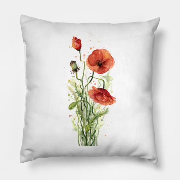 Red Poppies Pillow by Olechka