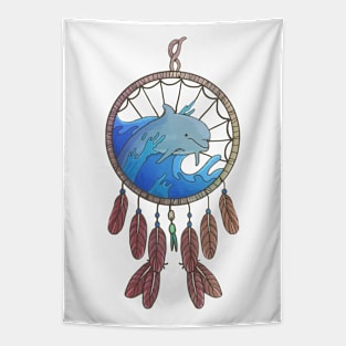 Dreamcatcher Dream Catcher Spiritual Dolphins Feathers Waves Tapestry