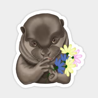 Otter with flowers. Otter lover Magnet