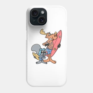 Rocky and bullwinkle surfing Phone Case