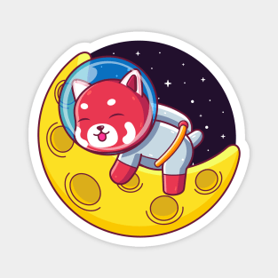 red panda astronaut sleeping on the moon Magnet