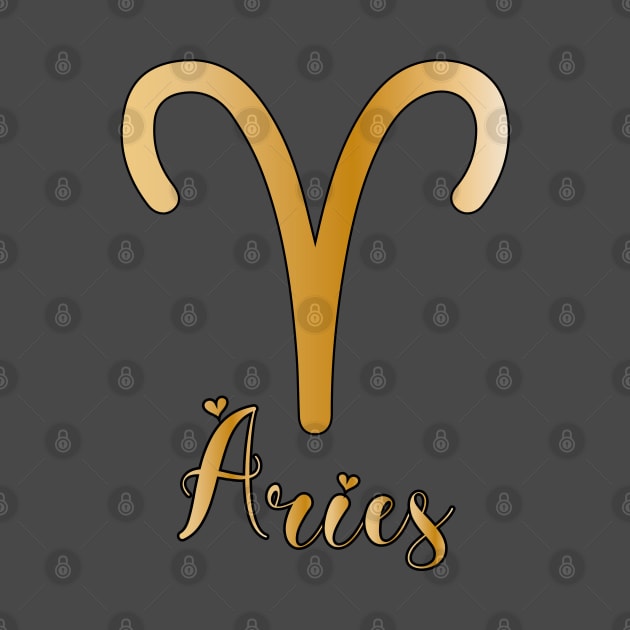 Aries Zodiac Sign golden by Symbolsandsigns