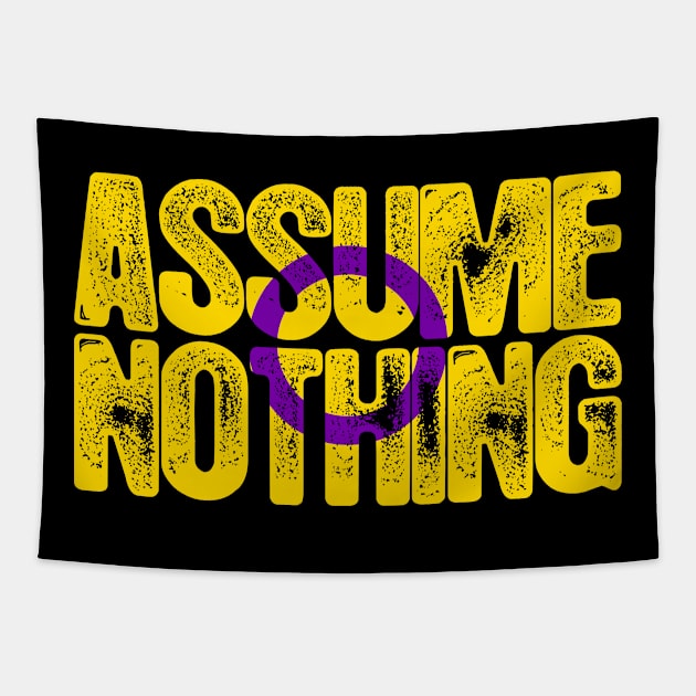 Intersex Pride Assume Nothing Tapestry by wheedesign