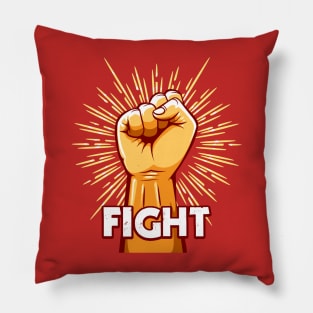 Emblem of Raised Fist and wording Fight. Pillow