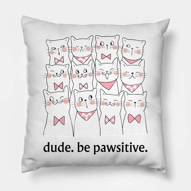 Cute Cat tee, Pet Lovers Gift, Positive Vibe Shirt Pillow by SailorDesign