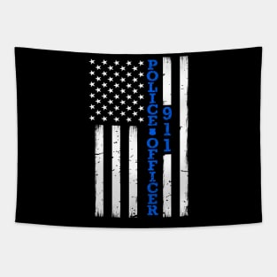 Thin Blue Line Police Officer Flag Tapestry