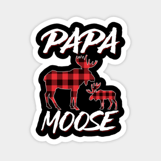 Red Plaid Papa Moose Matching Family Pajama Christmas Gift Magnet