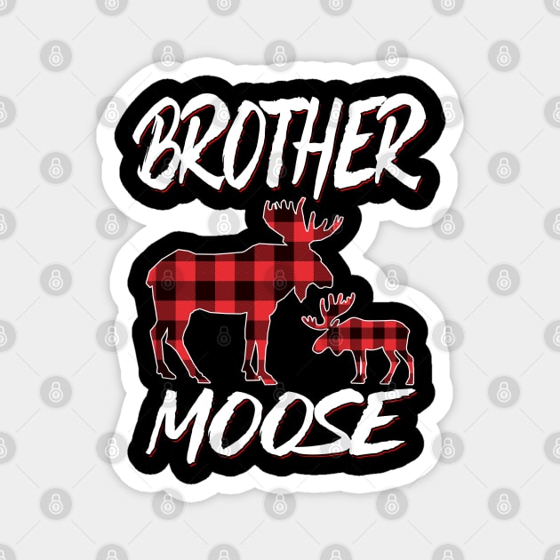 Red Plaid Brother Moose Matching Family Pajama Christmas Gift Magnet by intelus