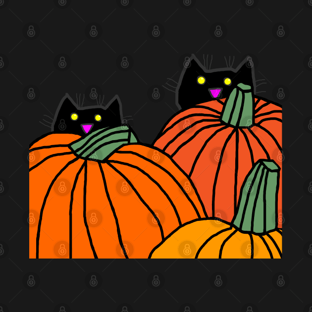 Back Print Two Cats in the Pumpkin Patch by ellenhenryart