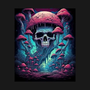 Skull Crystals Mushroom Cottagecore Aesthetic Goblincore T-Shirt