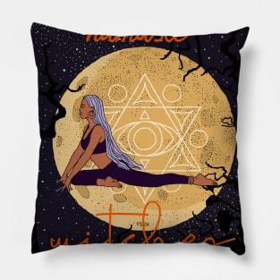 Halloween Namaste Witches Yoga girl Pillow