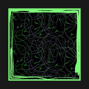 Abstraction with doodles in green frame T-Shirt