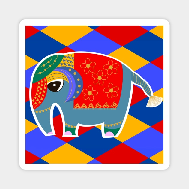 Colorful Elephant Magnet by EV Visuals