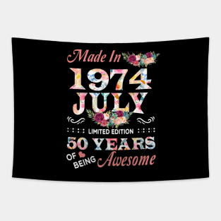 July Flower Made In 1974 50 Years Of Being Awesome Tapestry