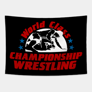 WCCW World Class Championship Wrestling Full Color Logo Tapestry