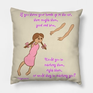 Throw your hands up - mid complexion, pink dress Pillow