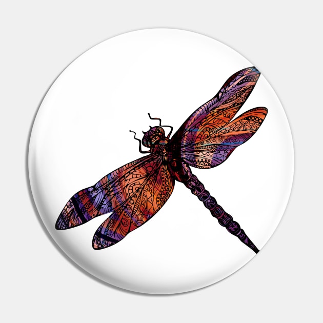 Ornate Dragon Fly Colorful Insect Illustration Pin by VintCam