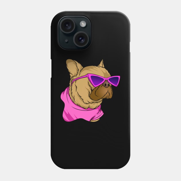 Funny 90s Vibe Pug Wearing Pink Sunglasses Vintage Pug Lover Gift Phone Case by BadDesignCo
