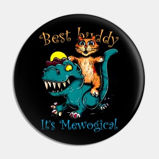 T Rex Dinosaur Riding Cat Pin