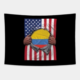 Colombia Flag American Flag Ripped - Gift for Colombian From Colombia Tapestry