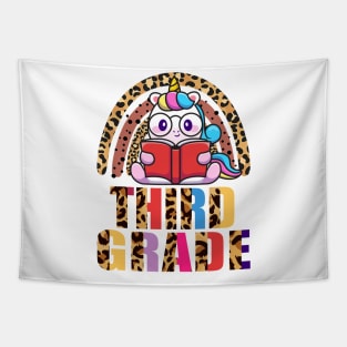 Third Grade Rainbow Leopard Funny Unicorn Teacher Student School Tapestry