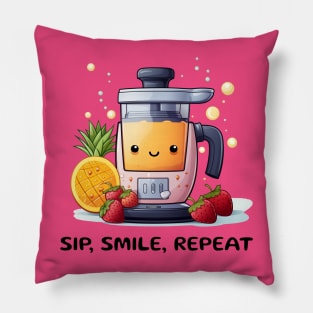 Fruit Juicer Sip, Smile, Repeat Funny Healthy Novelty Pillow