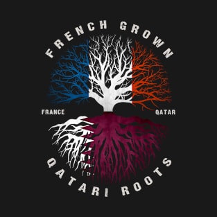 French Grown Qatari Roots Qatar Flag T-Shirt