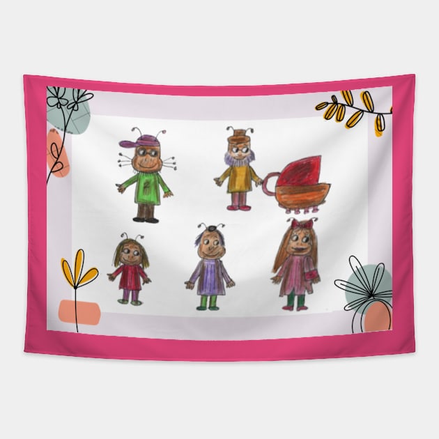 Family Going for a Walk Tapestry by Mila-Ola_Art