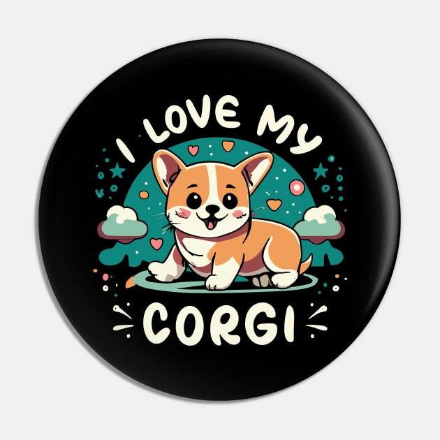 I Love My Corgi Tee | Adorable Puppy T-Shirt | Perfect Gift for Dog Lovers | Dog Mom Apparel | Cute Animal Lover Design Pin by Indigo Lake