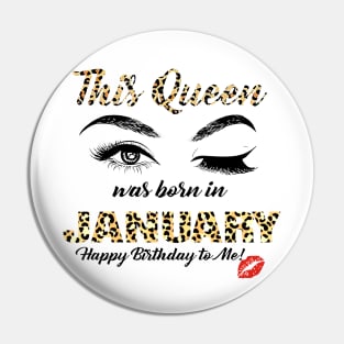 This Queen Was Born In January Leopard Pattern Pin