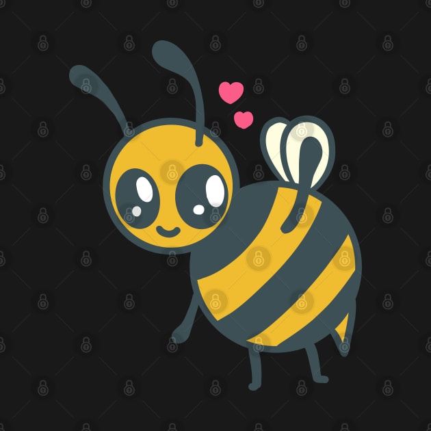 Cute Chubby Bee Drawing Illustration by MariOyama